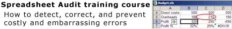 Spreadsheet Auditing Advanced Training Courses in UK & Ireland