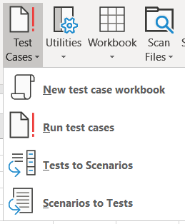 XLTest Test Cases menu