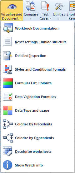XLTest Visualize menu