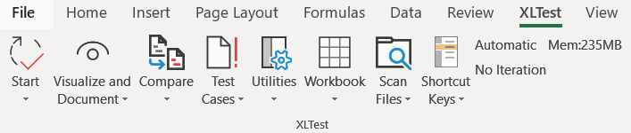 XLTest Ribbon menu